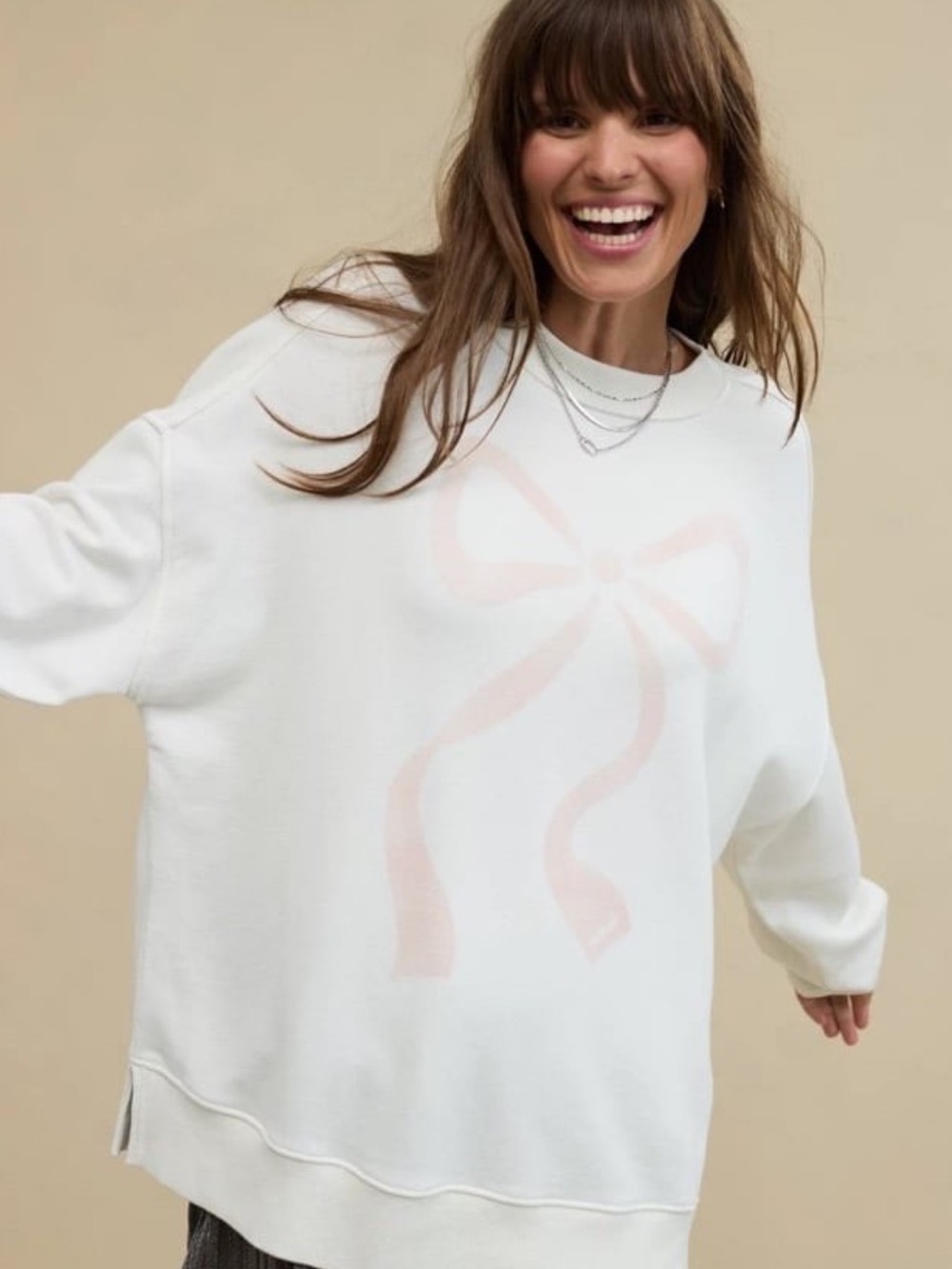 Aerie big chill oversized sweatshirt oversized bow front and keyhole back XS